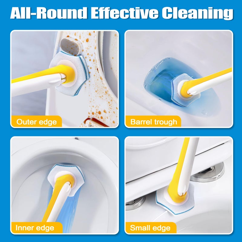 JEHONN Disposable Toilet Brush with 40PCS Wand Cleaner Refills, Wall Mounted Toilet Bowl Brush Holder Set, Bathroom Cleaning System for Sink Bathtub Wash Basin (Yellow) - Image 3